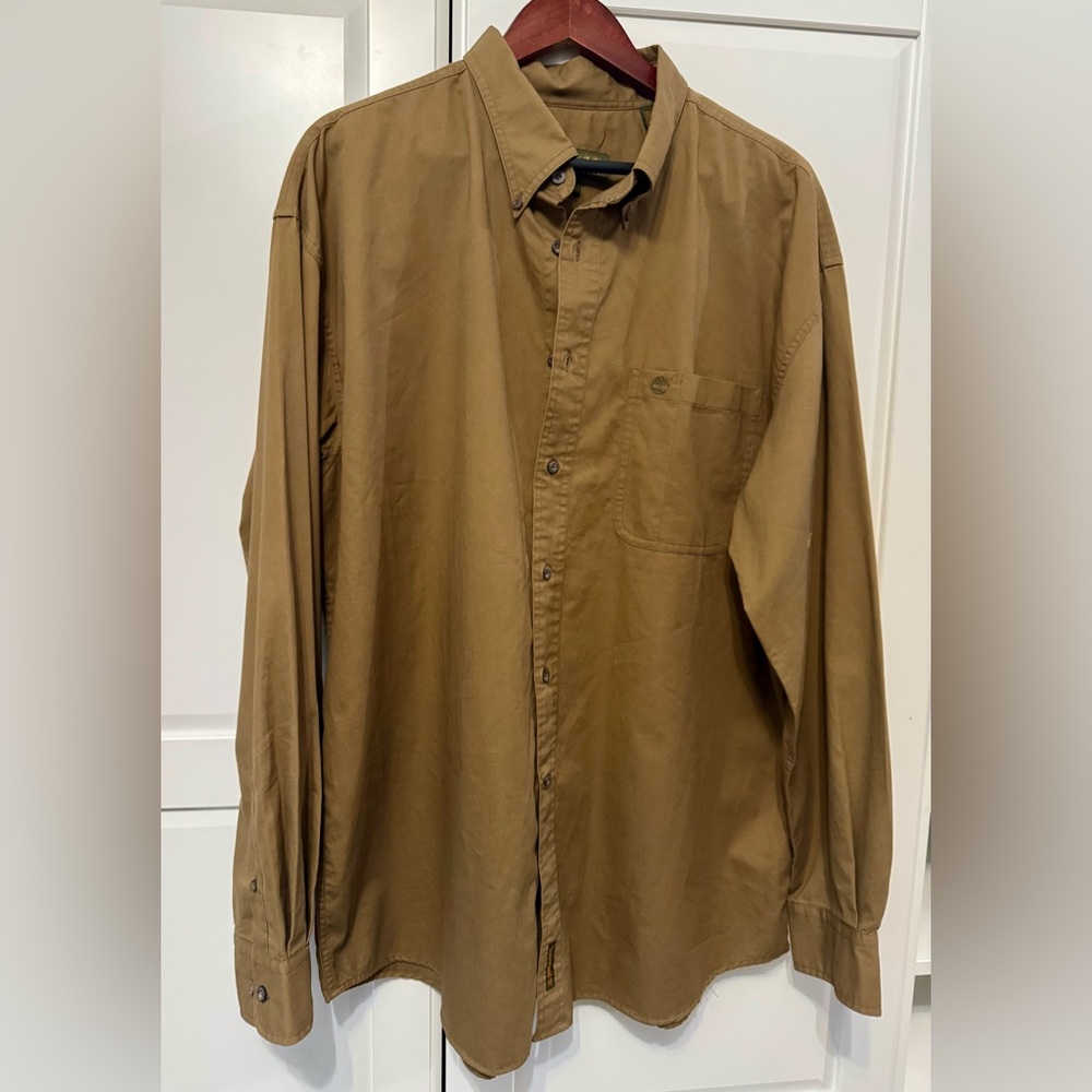 Timberland Men's Tan Button Down Shirt, Size XL‎ 100% Cotton
